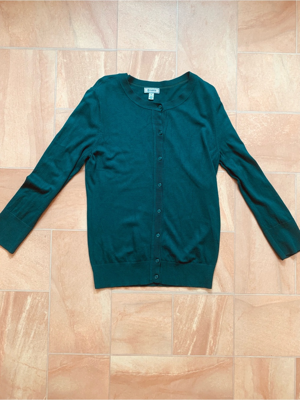 Susina Women's Dark Forest Green Long Sleeve Button Down Cardigan